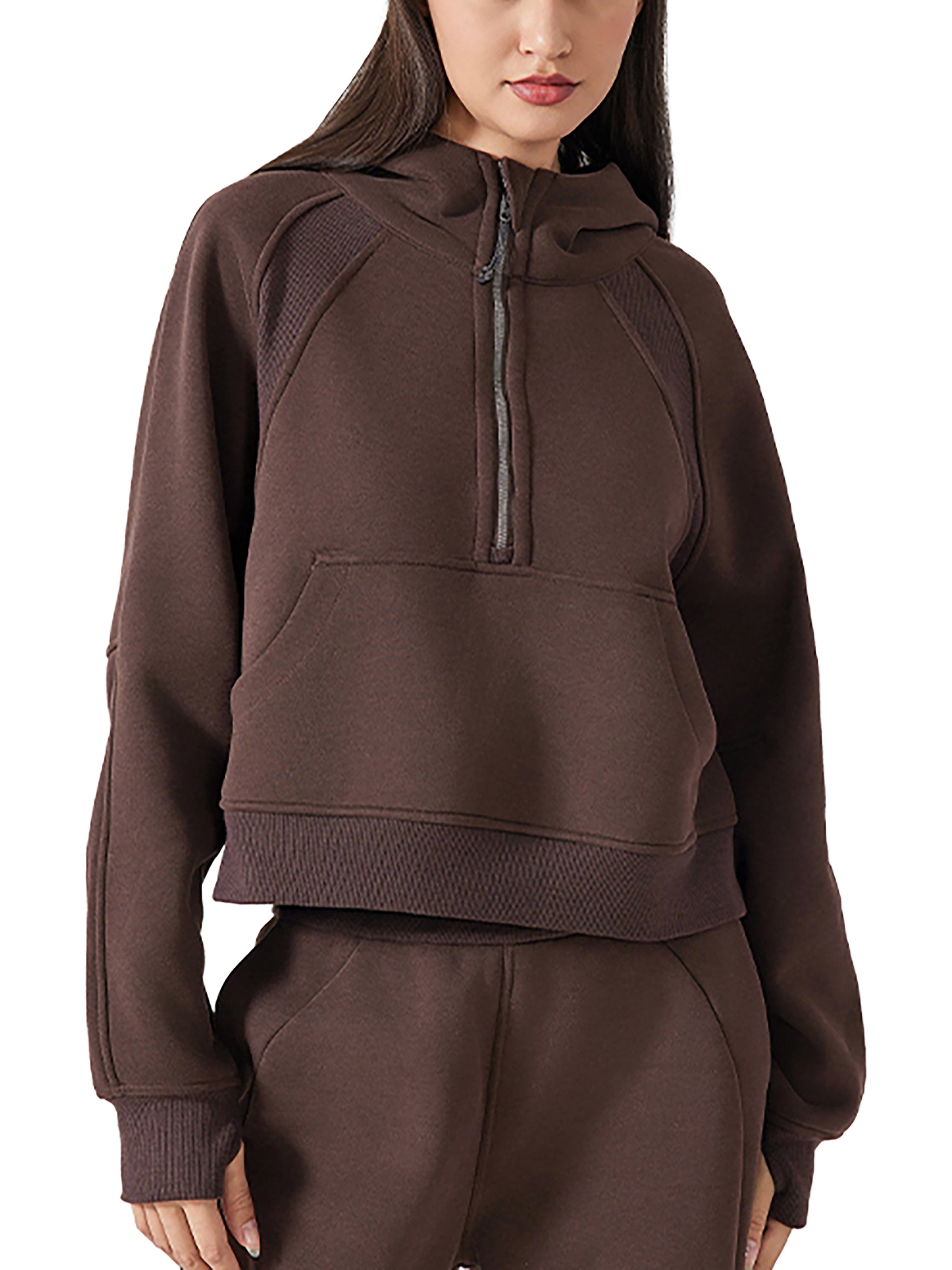 Theon Cropped Half-Zip Hoodie