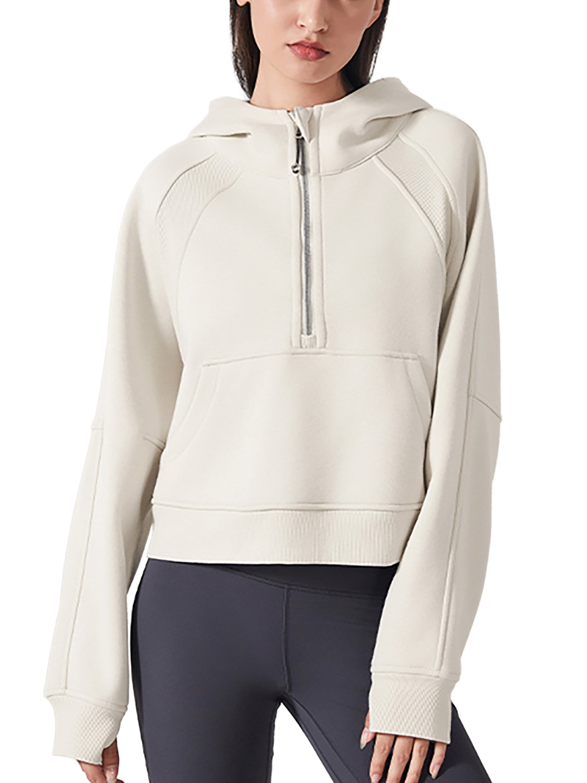 Theon Cropped Half-Zip Hoodie