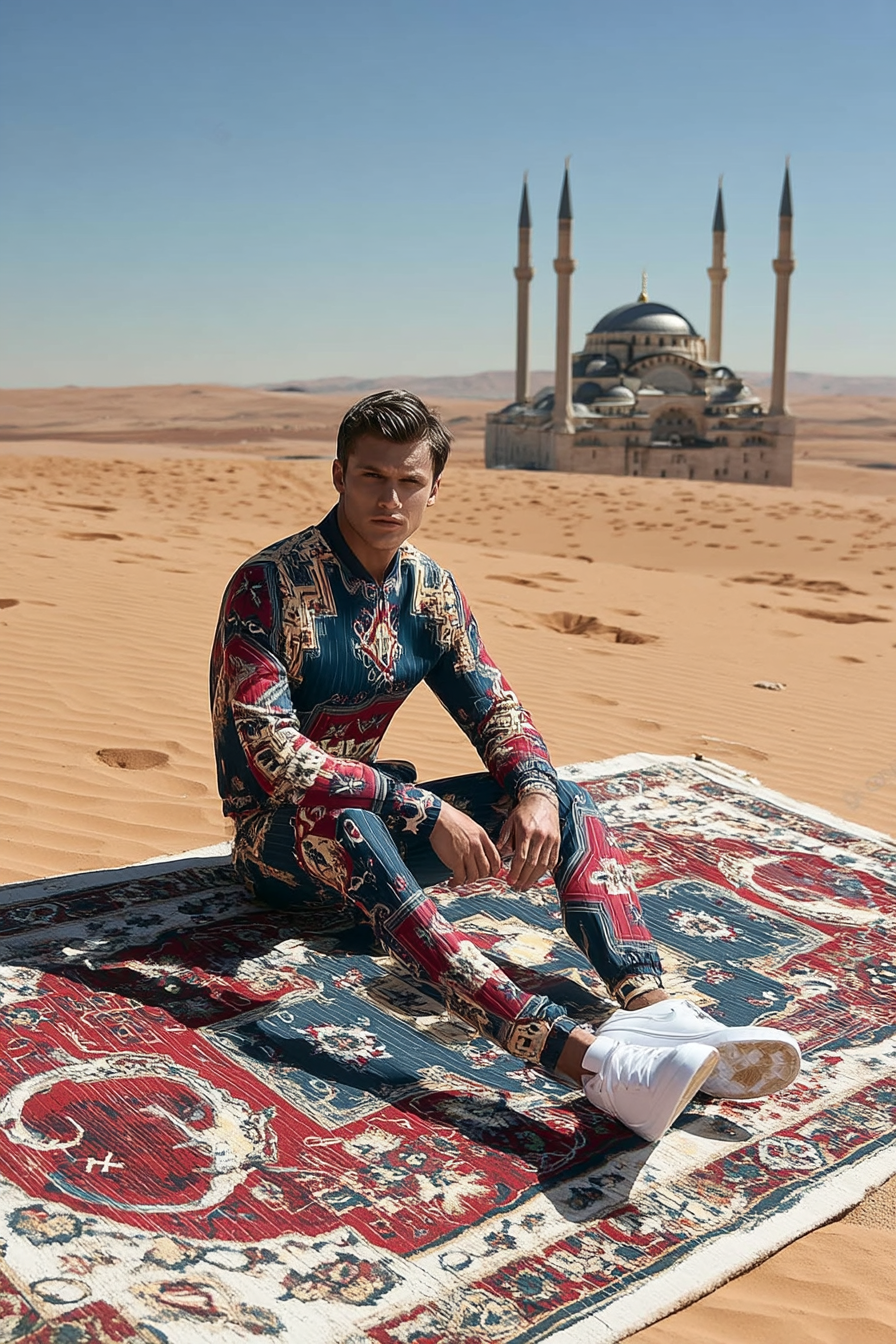 Oriental Pattern Statement Piece Unisex Track Suit Jacket